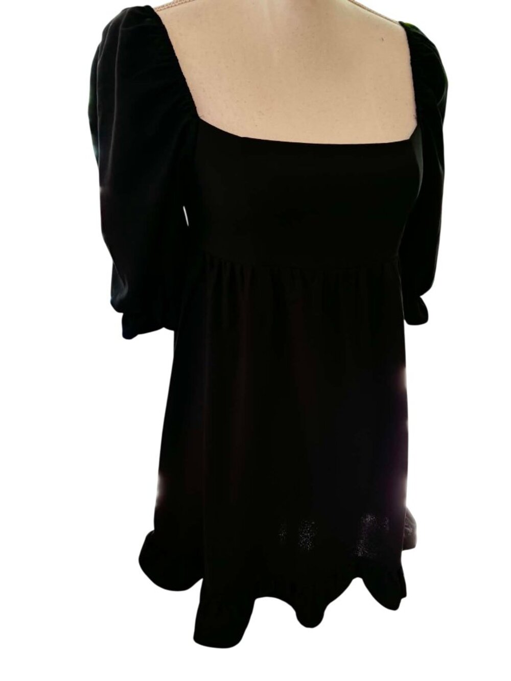 Shinestar Black Square Neck Babydoll Mini Dress Size Small